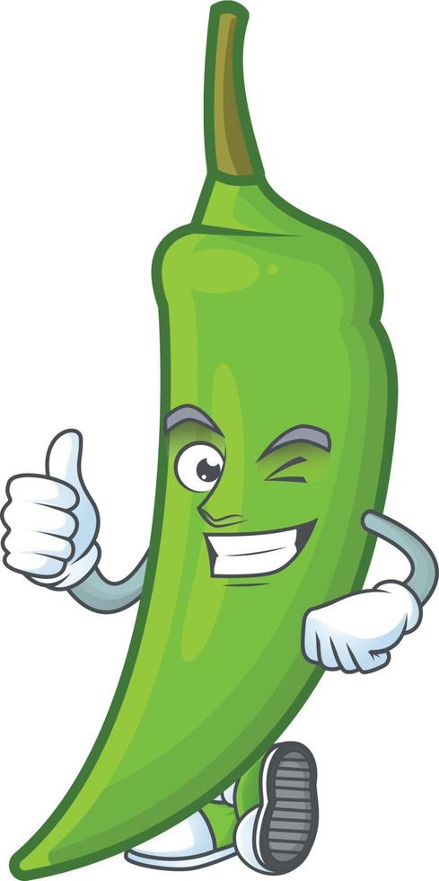 Green chili cartoon character vector