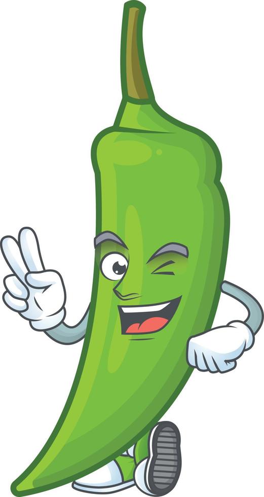 Green chili cartoon character vector