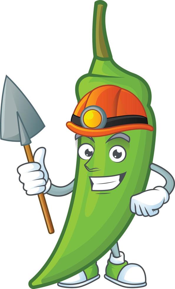 Green chili cartoon character vector