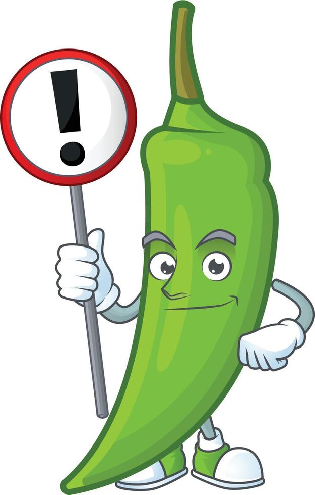 Green chili cartoon character vector