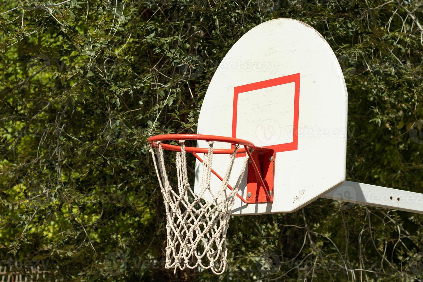 Basketball hoop with copy space background photo