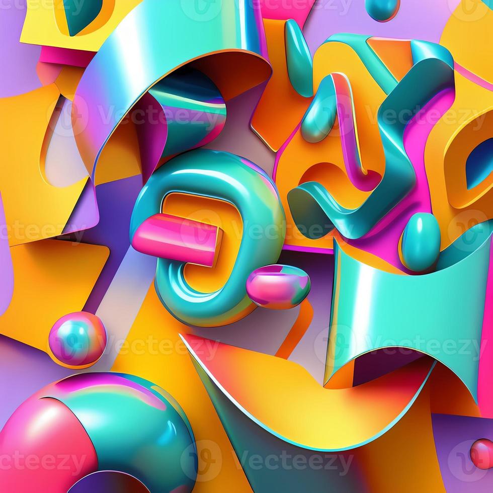 y2k colorful groovy shapes modern wallpaper illustration photo