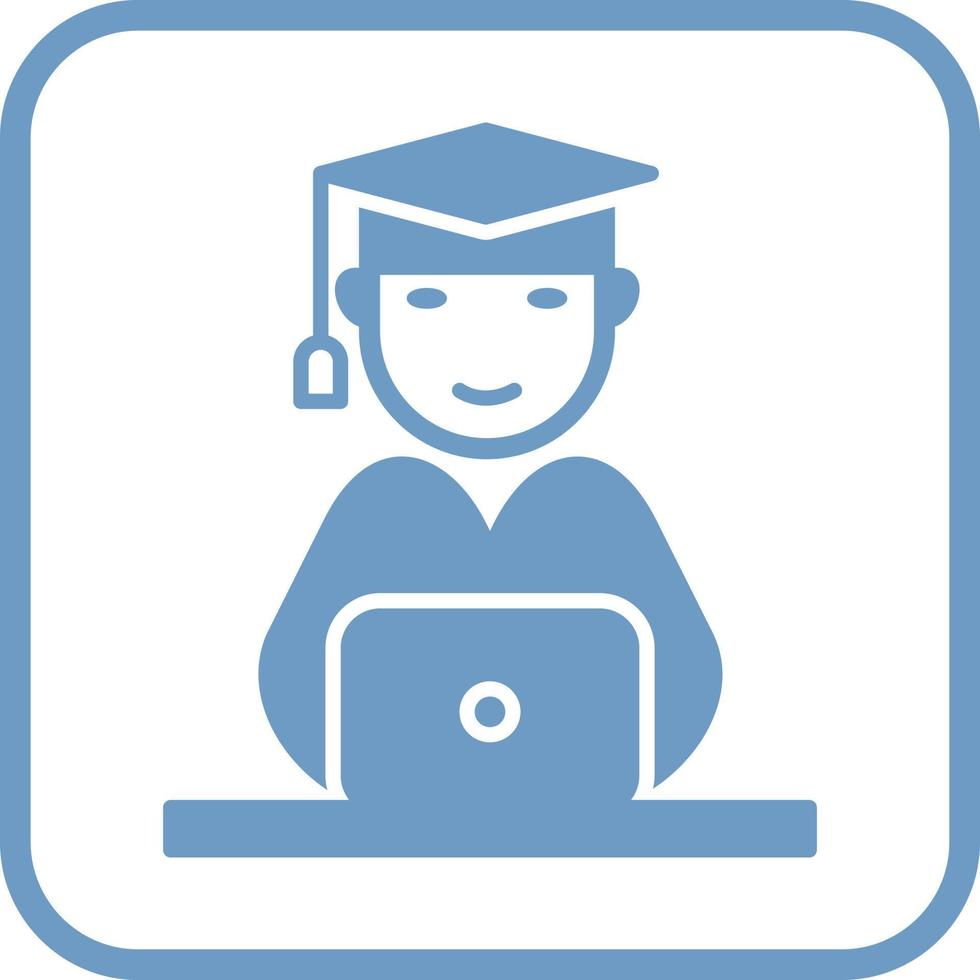 Unique Studying on Laptop Vector Icon