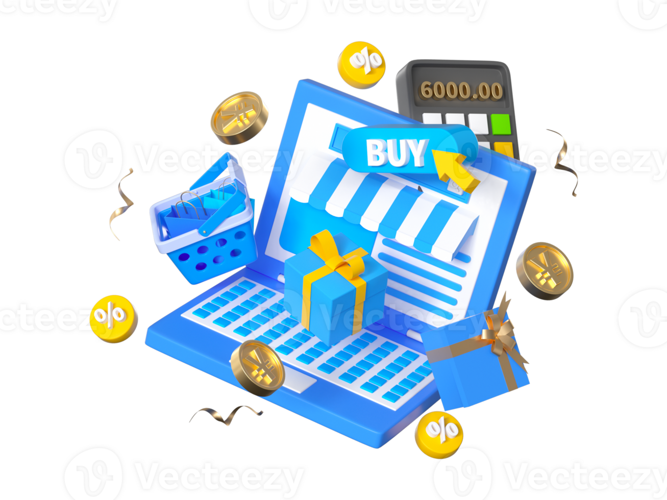 3D rendering e-commerce promotion discount day element png