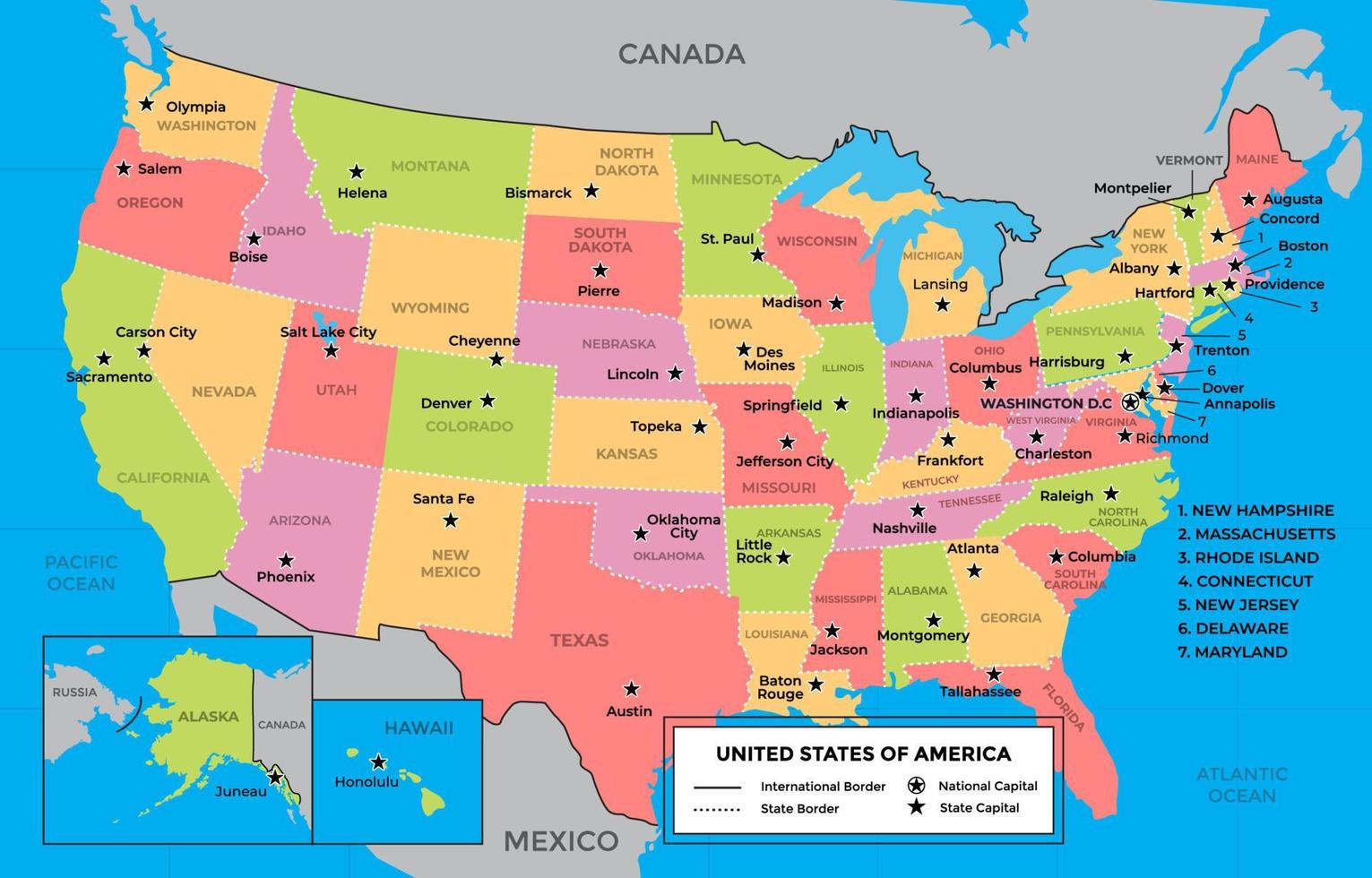 geográfico mapa de unido estados de America vector