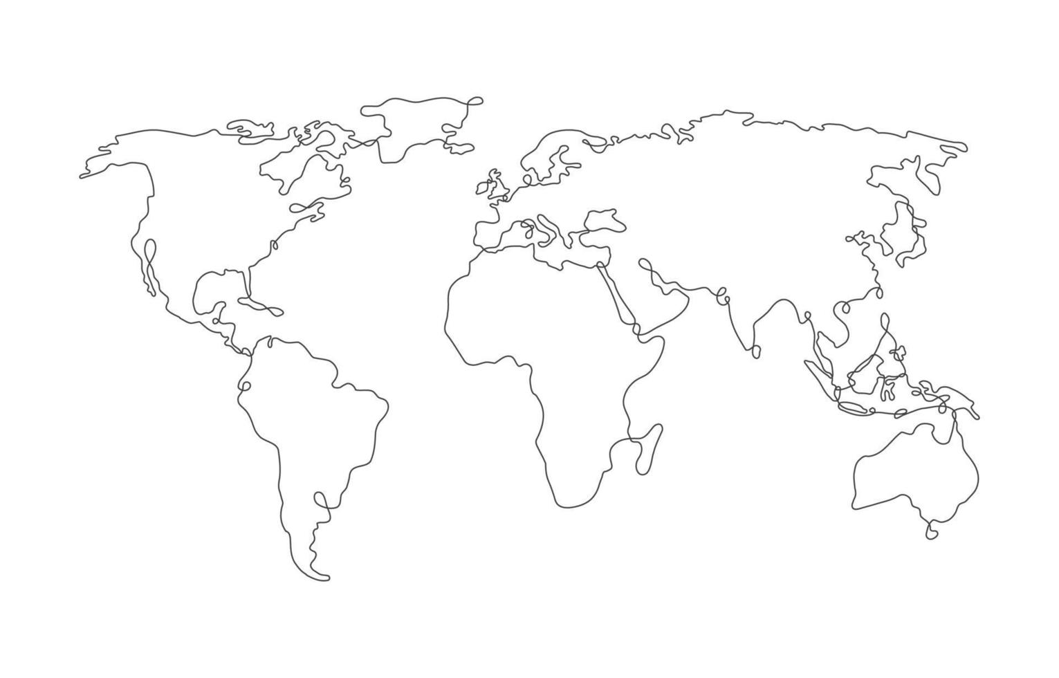 mundo mapa en uno línea Arte concepto vector