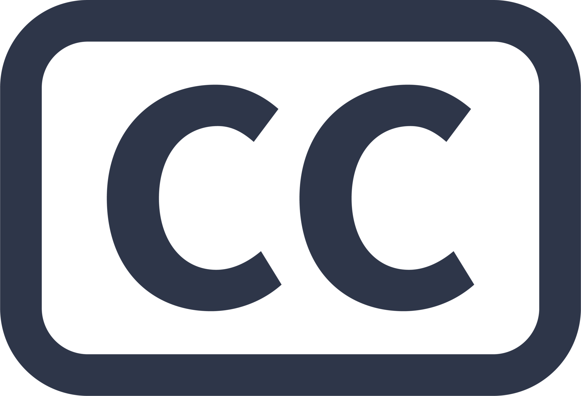 Free Closed captioning icon in black colors. CC signs illustration