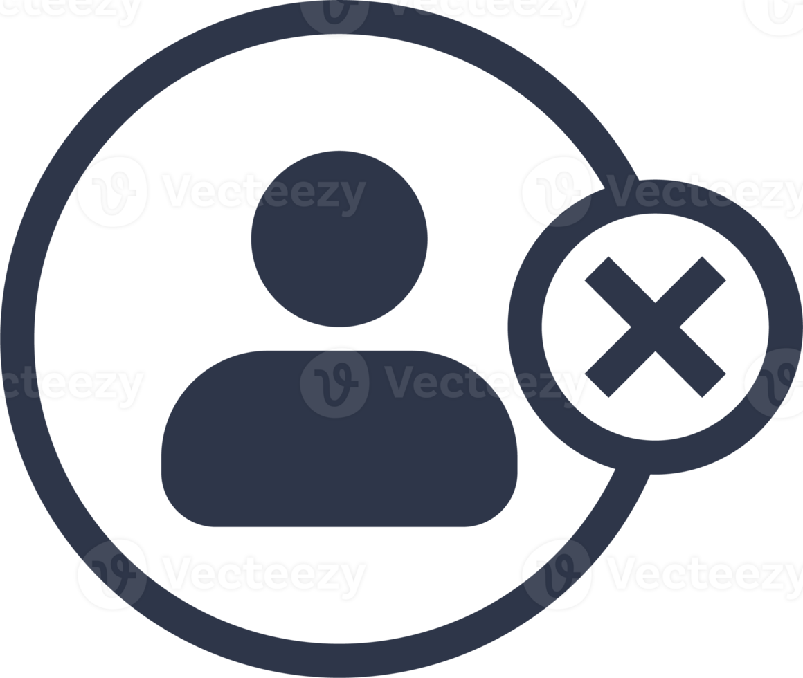 Add new user icon in black colors. Profile avatar with crossmark symbol. png
