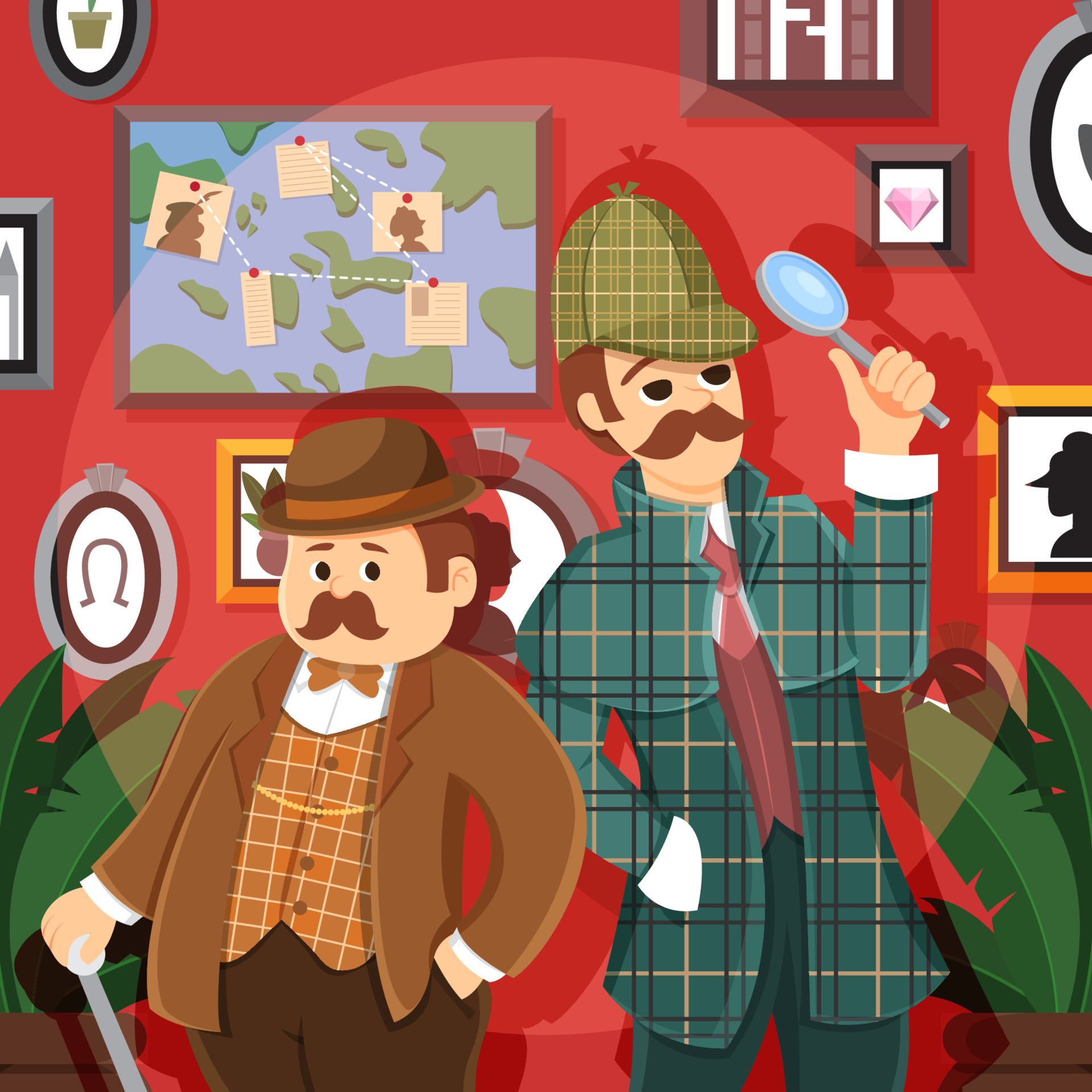 Two Detectives Working Together to Solving Cases 19896292 Vector Art at