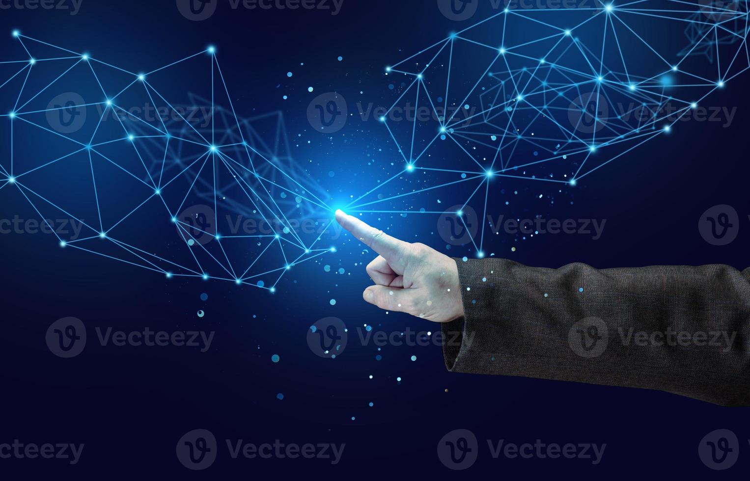 world wide web internet with connections and female hand. Wireless coverage of the planet photo