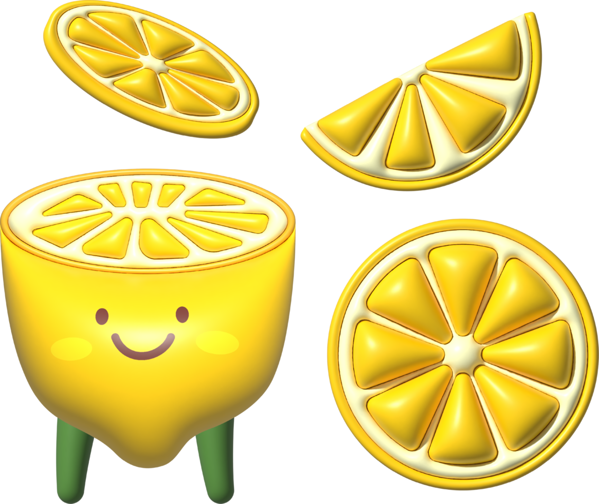 Lemon 3D Cartoon Character png