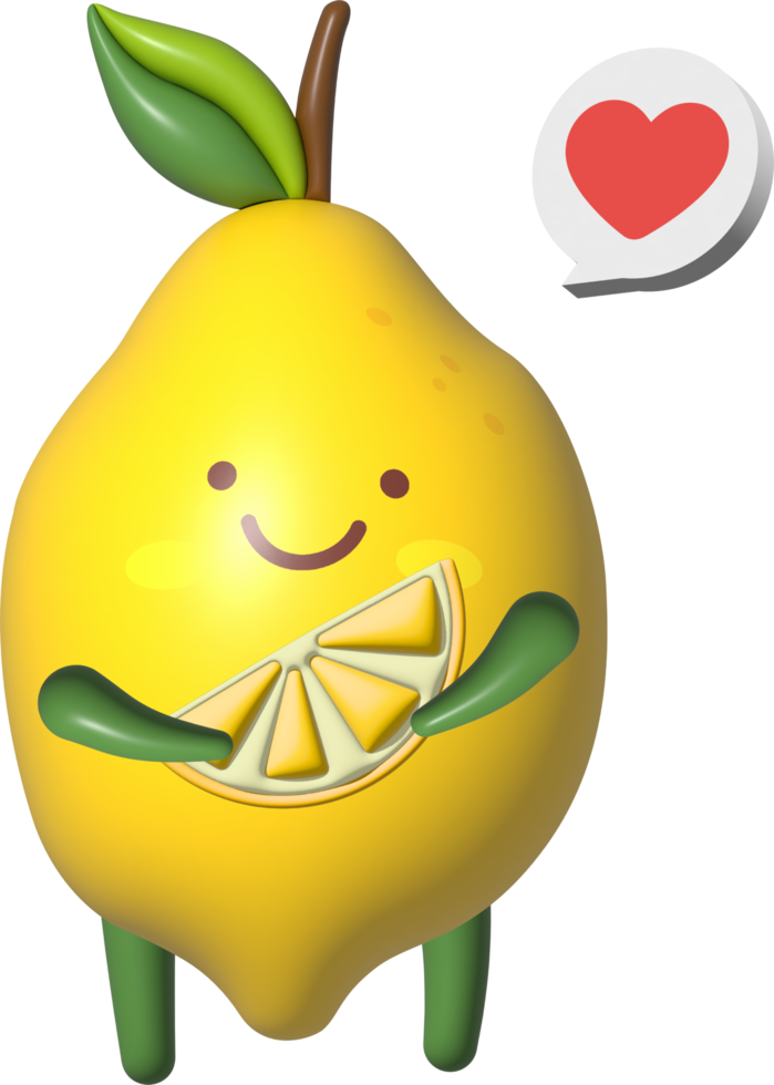 citron 3d dessin animé personnage png