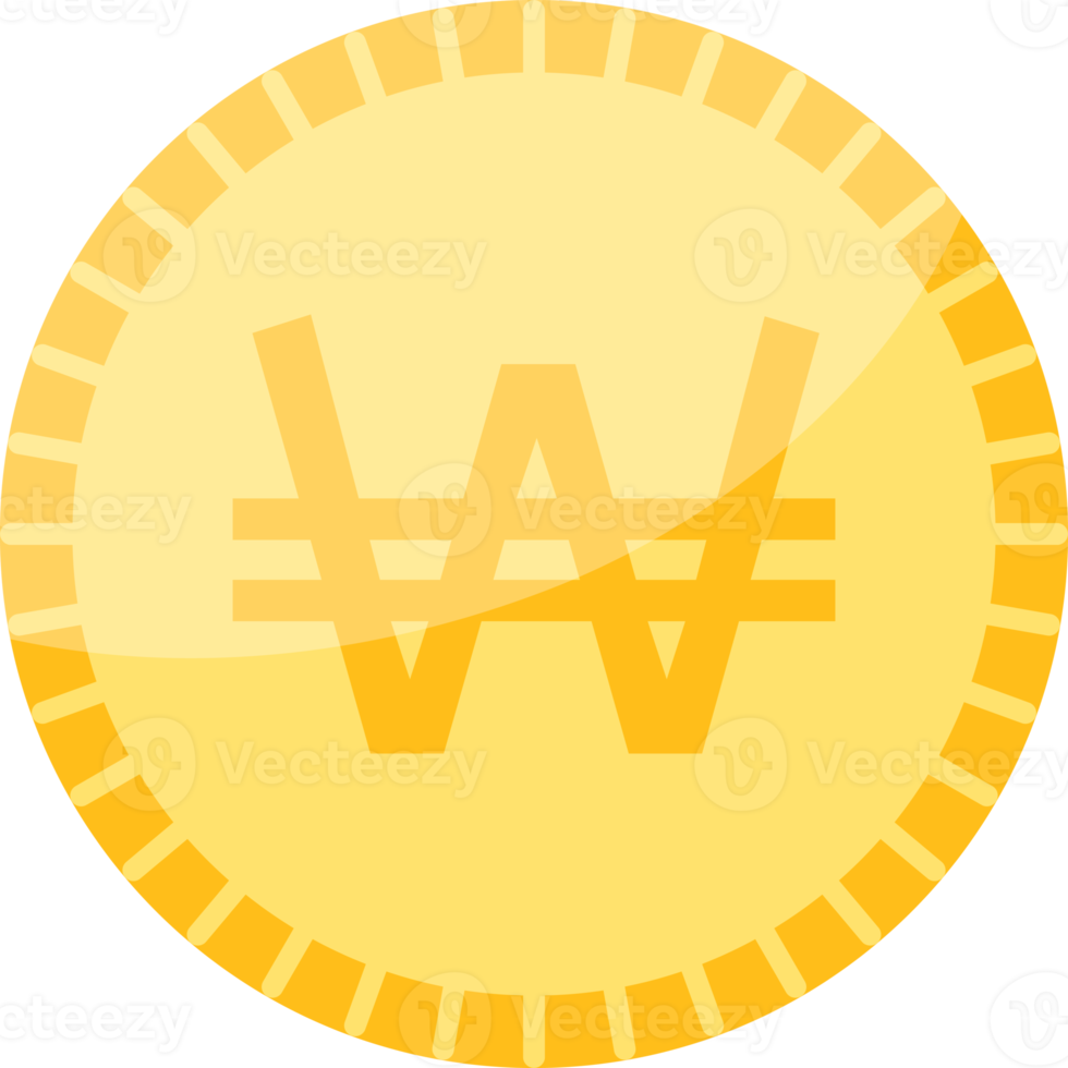 Korean won currency symbol coin. png