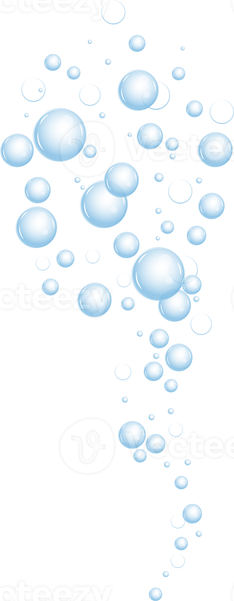 Realistic fizzing flow of air underwater bubbles in water, soda, sea