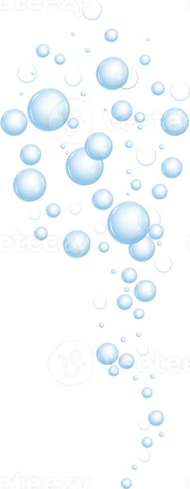 Realistic fizzing flow of air underwater bubbles in water, soda, sea. Foam bubbles png