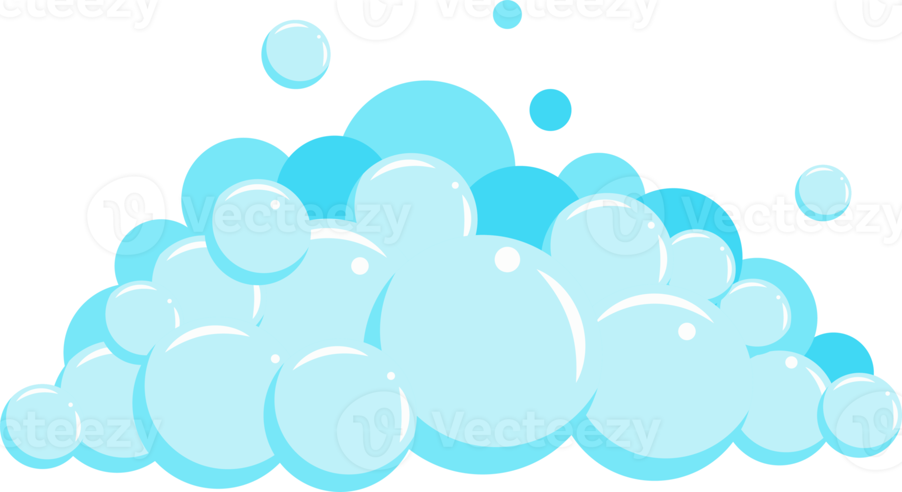 desenho animado Sabonete espuma conjunto com bolhas. luz azul espuma do banho, xampu, barbear, mousse png