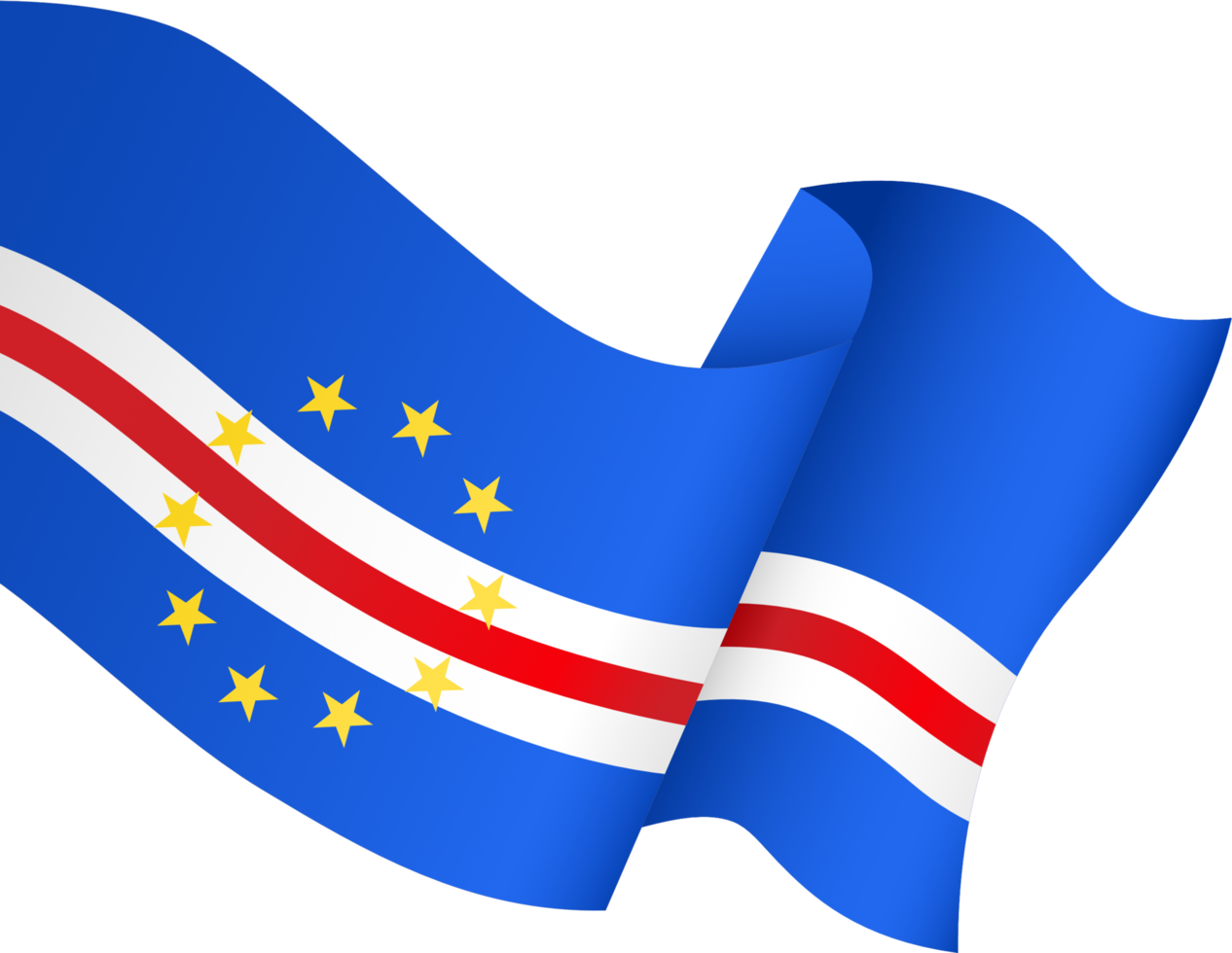 Cape Verde flag wave isolated on png or transparent background