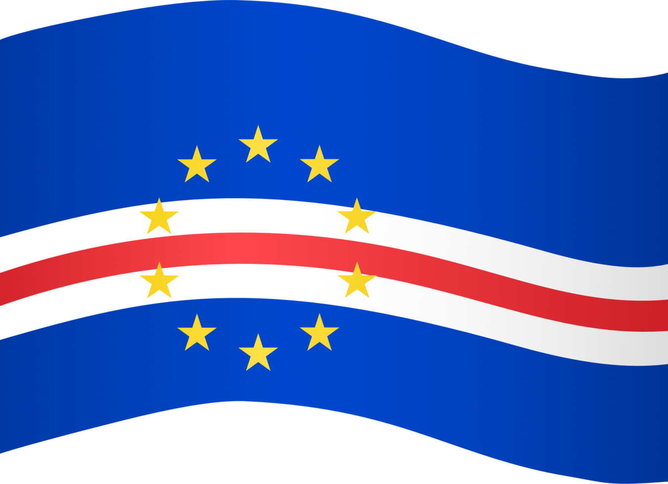 Cape Verde flag wave isolated on png or transparent background