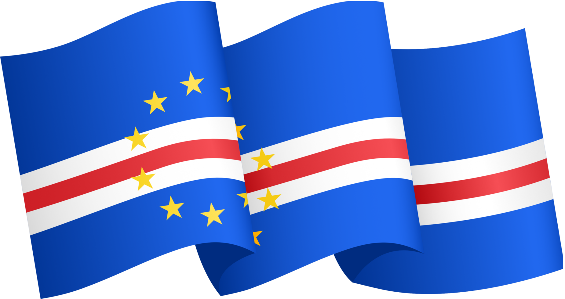 Cape Verde flag wave isolated on png or transparent background