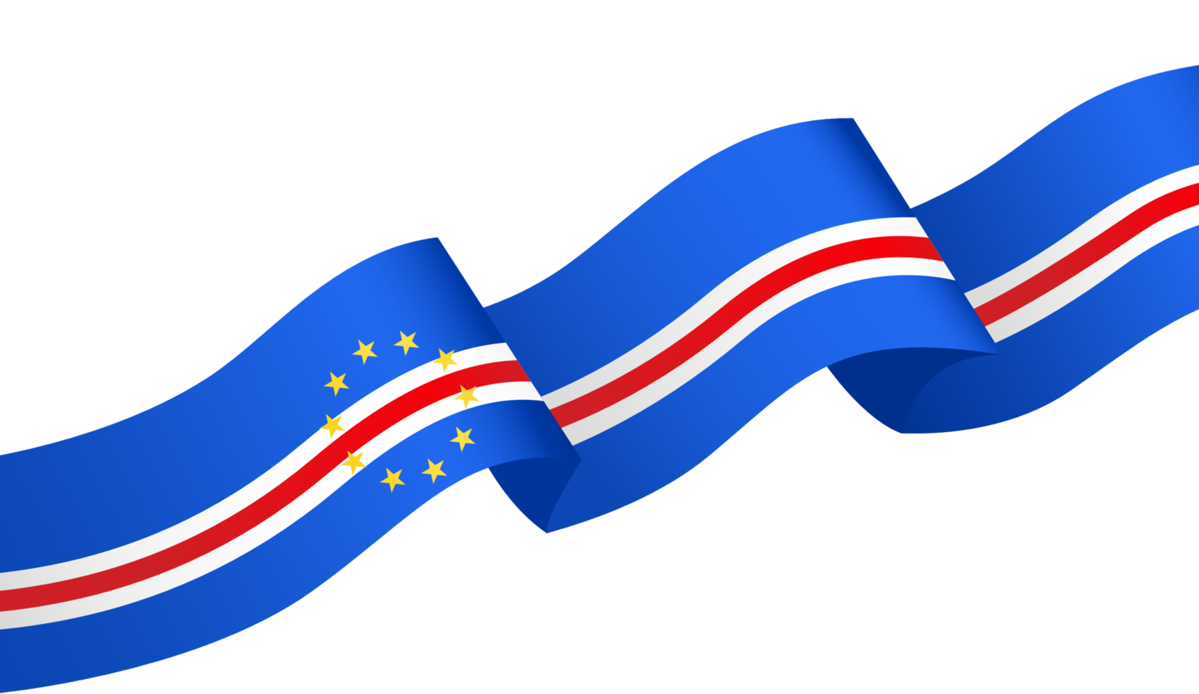 Cape Verde flag wave isolated on png or transparent background