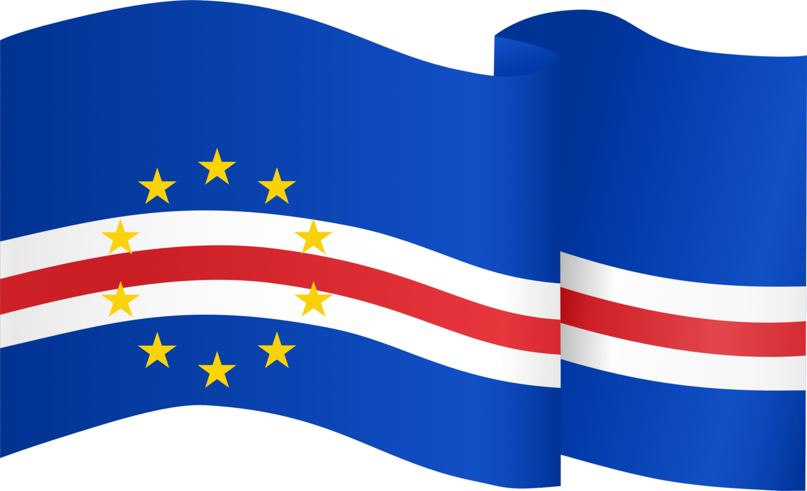 Cape Verde flag wave isolated on png or transparent background