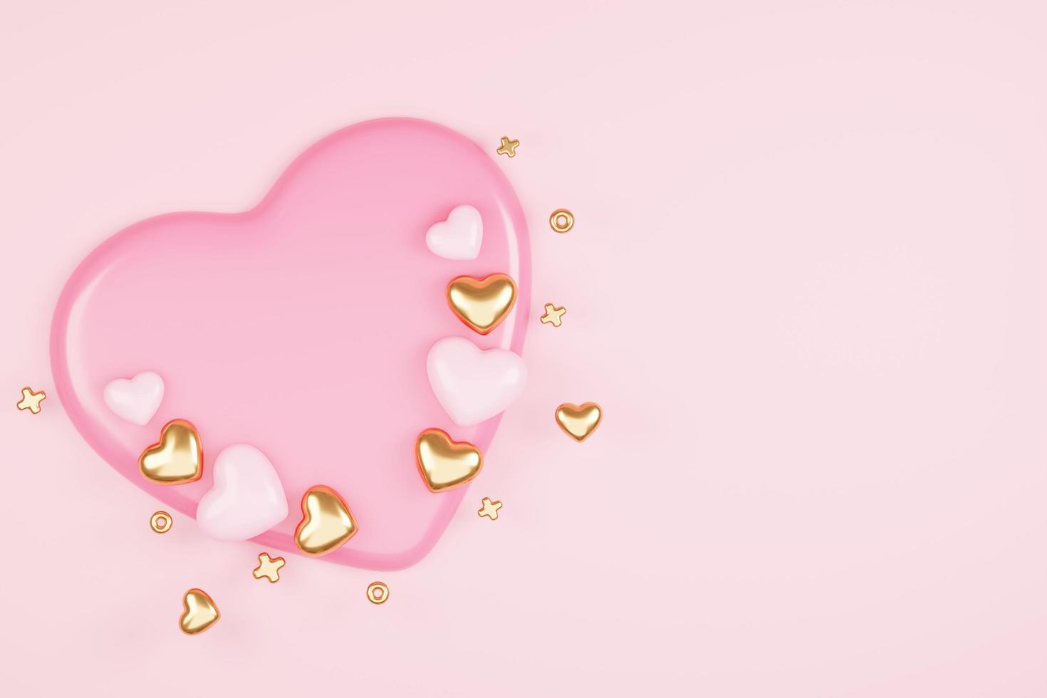 3D rendering cute pink valentine's day background with love and heart photo