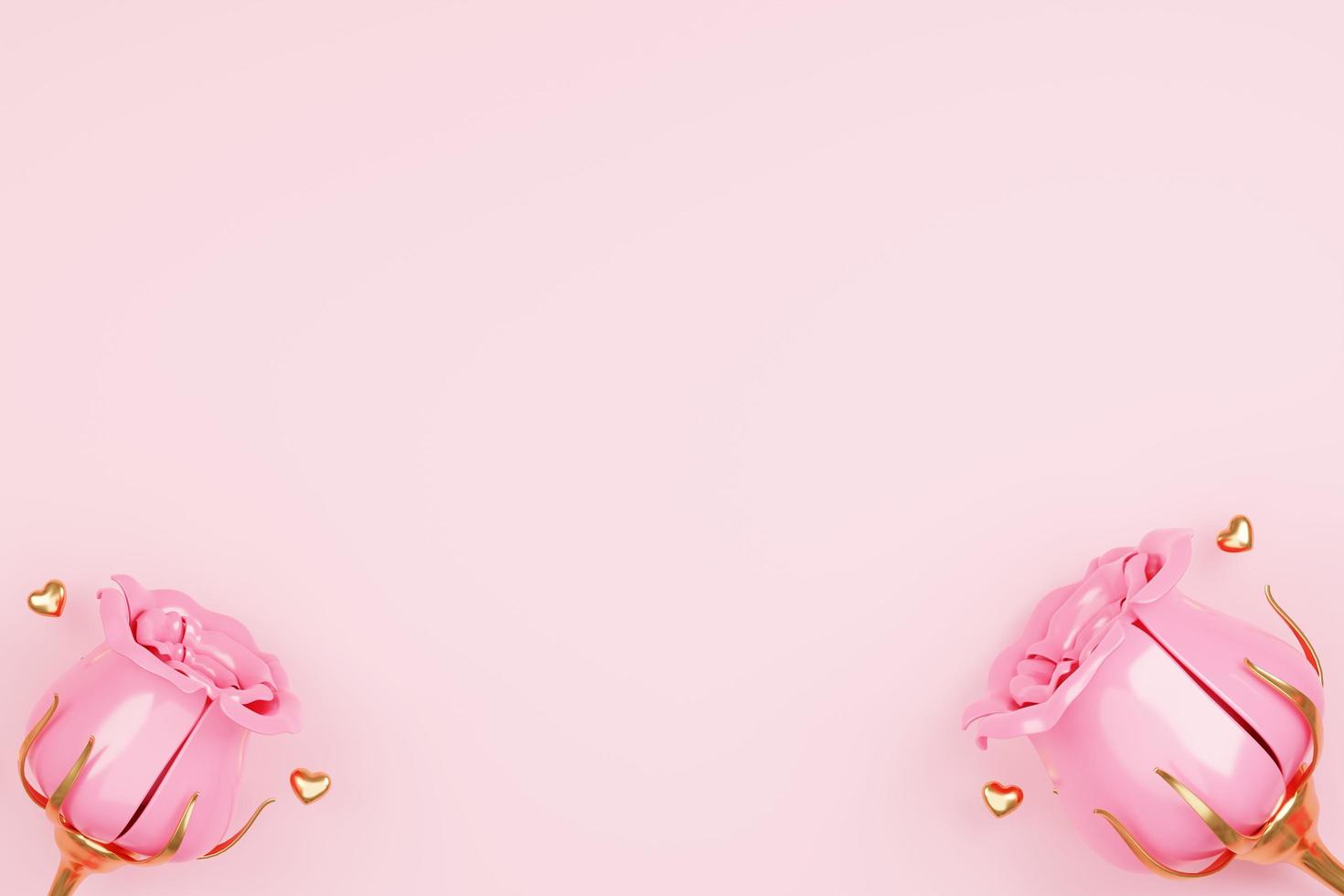 3D rendering cute pink valentine's day background with love and heart photo