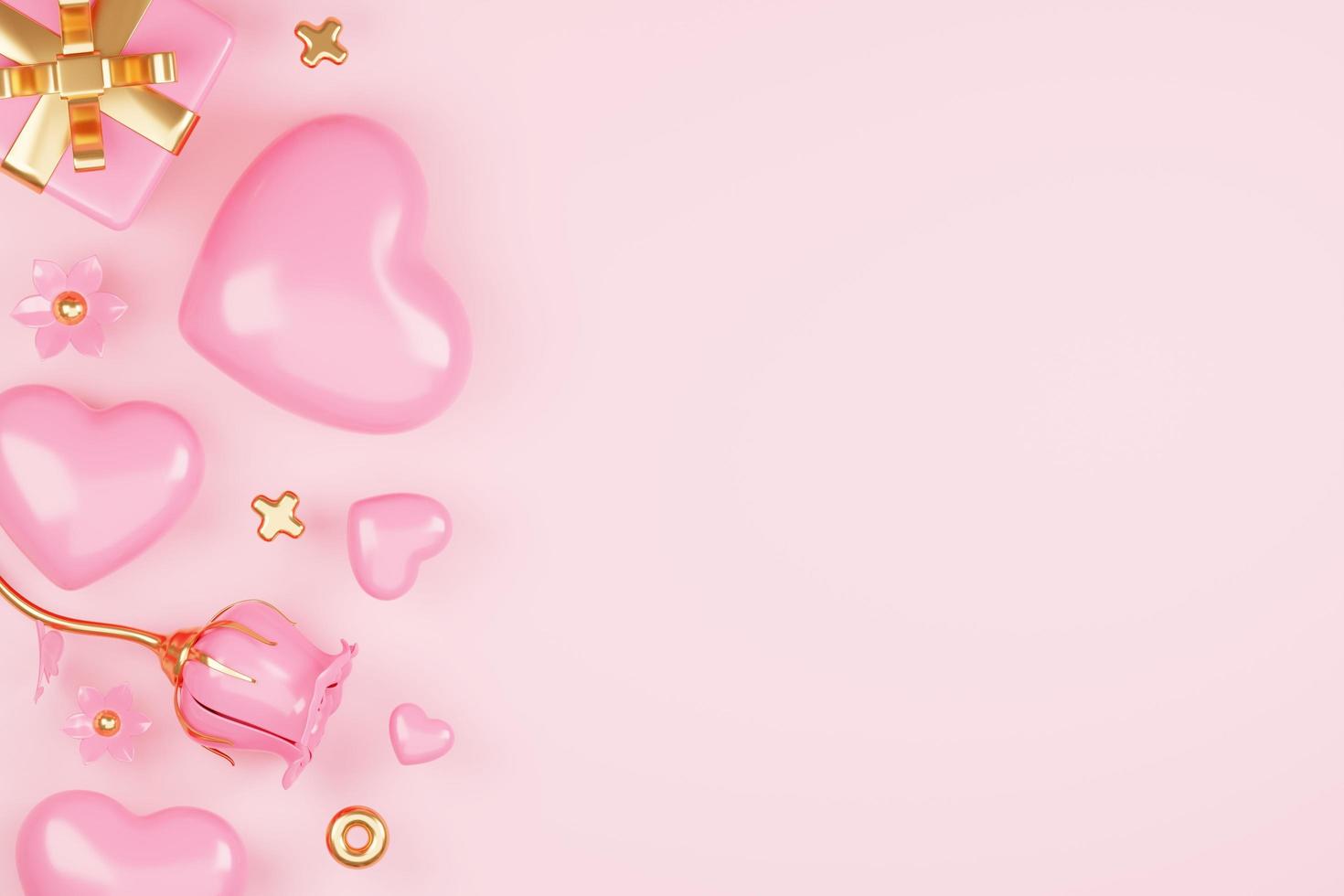 3D rendering cute pink valentine's day background with love and heart photo