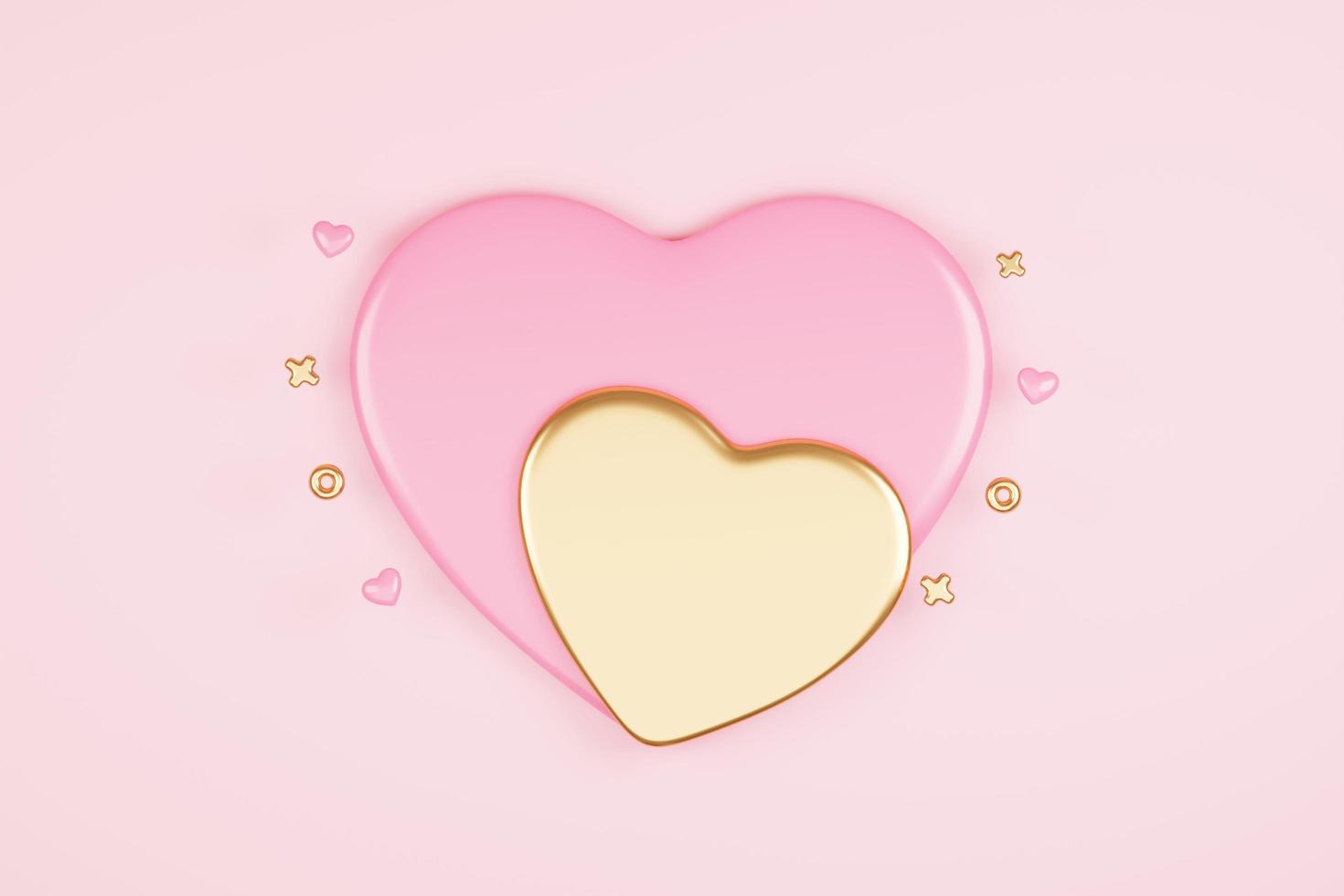 3D rendering cute pink valentine's day background with love and heart photo