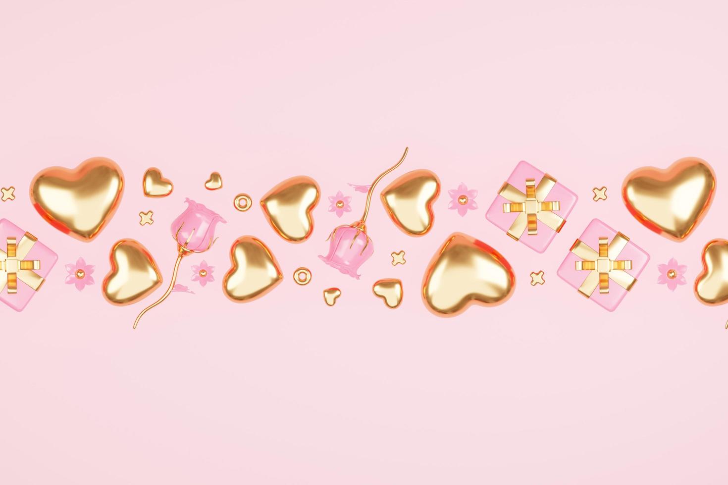 3D rendering cute pink valentine's day background with love and heart photo