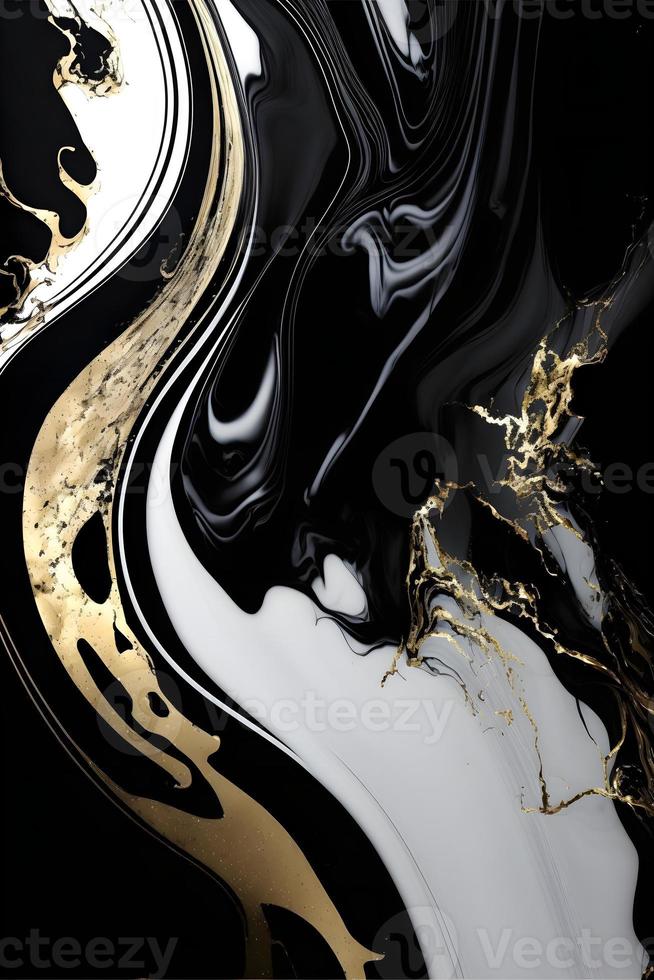Elegant black, white, and gold marble background texture for use in design projects photo