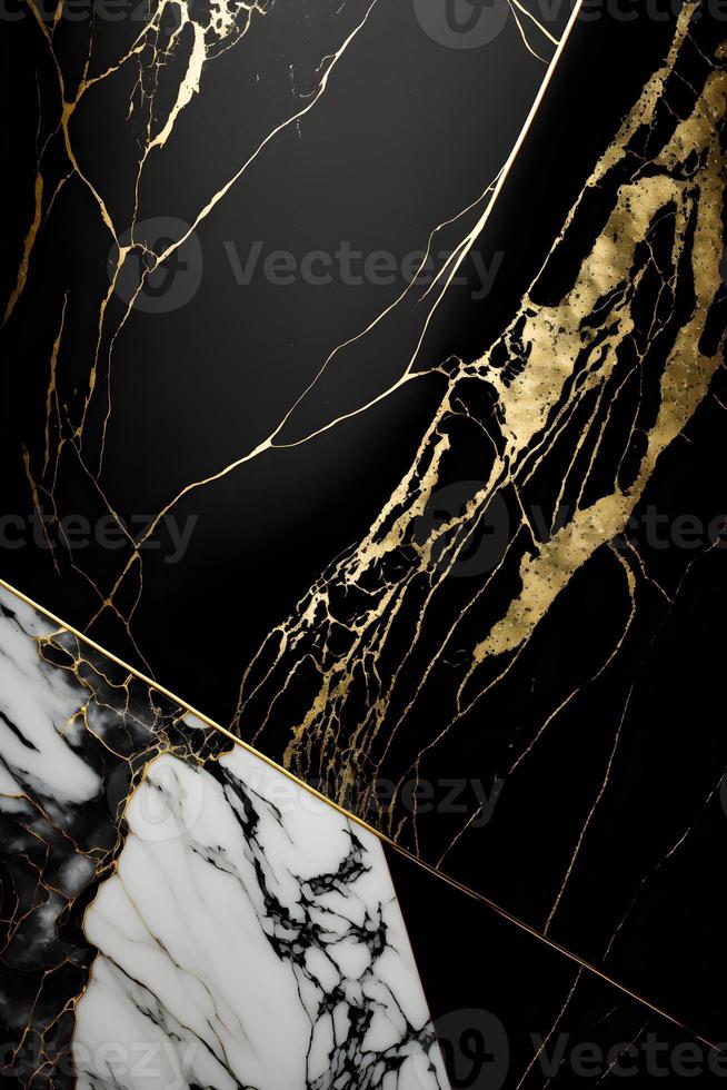 Elegant black, white, and gold marble background texture for use in design projects photo