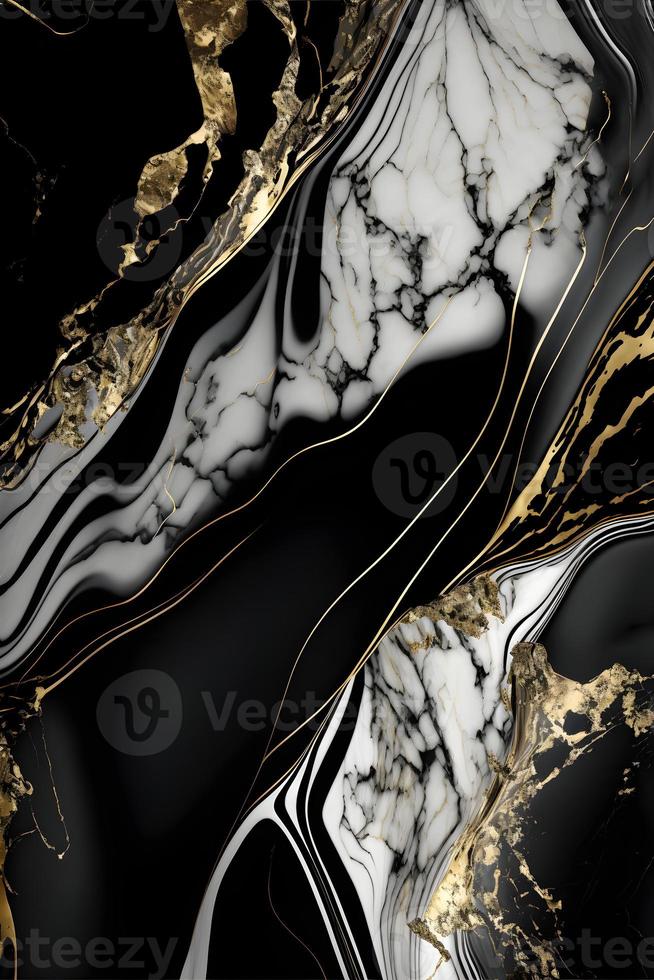 Elegant black, white, and gold marble background texture for use in design projects photo