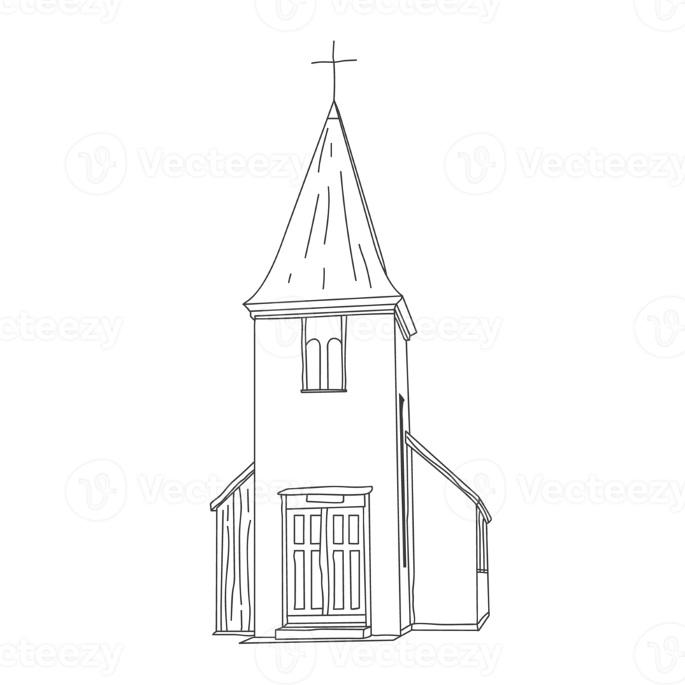 skön kyrka teckning element png