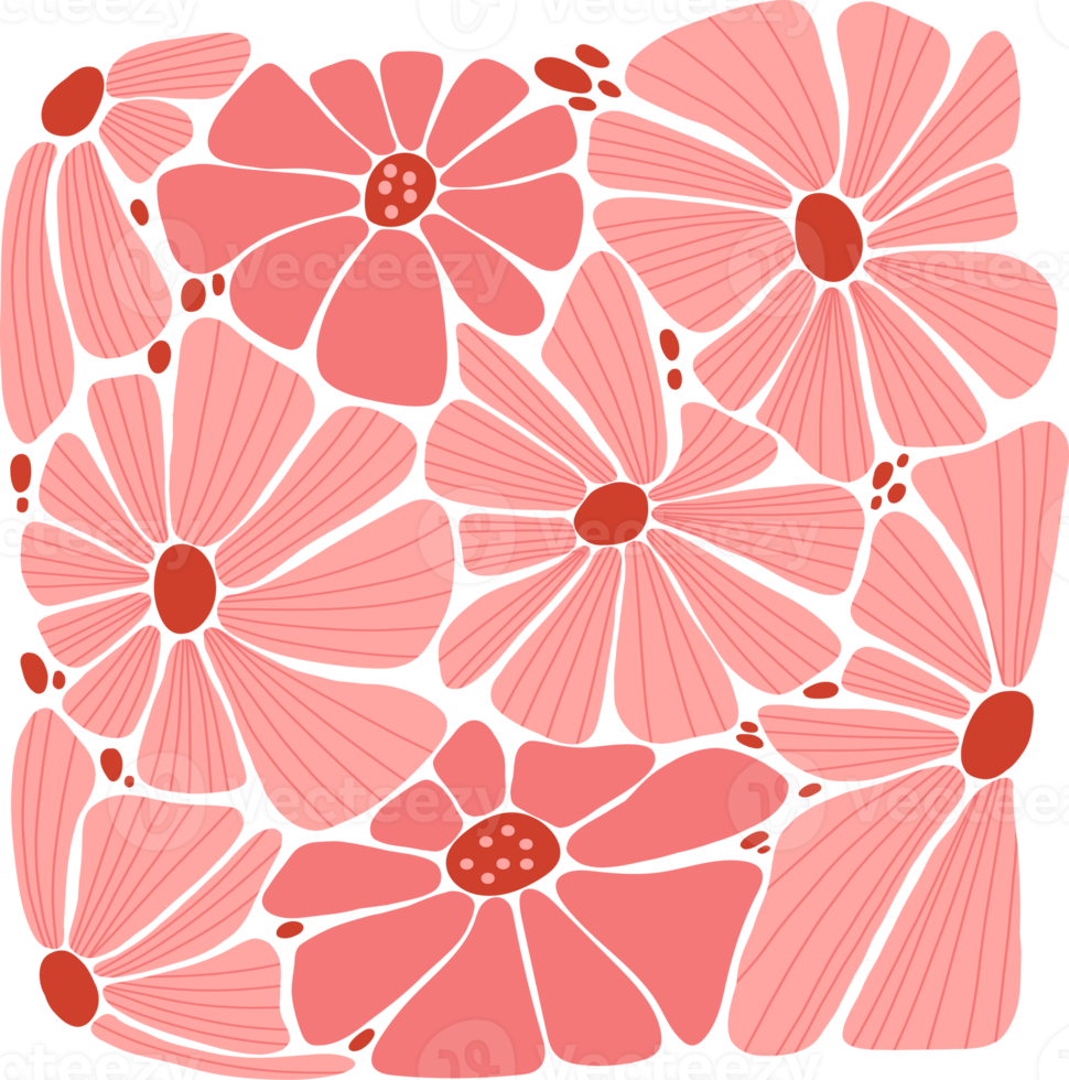 retro bloemen naadloos patroon. groovy madeliefje bloem png