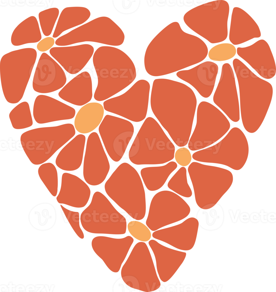 retro nostalgisk blomma hjärta png