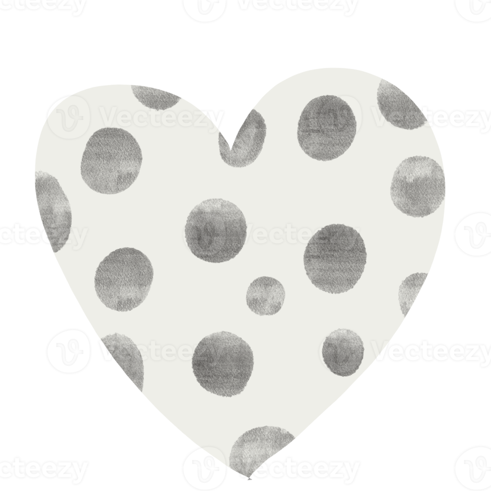 zwart polka dots in wit tekening hart vorm png