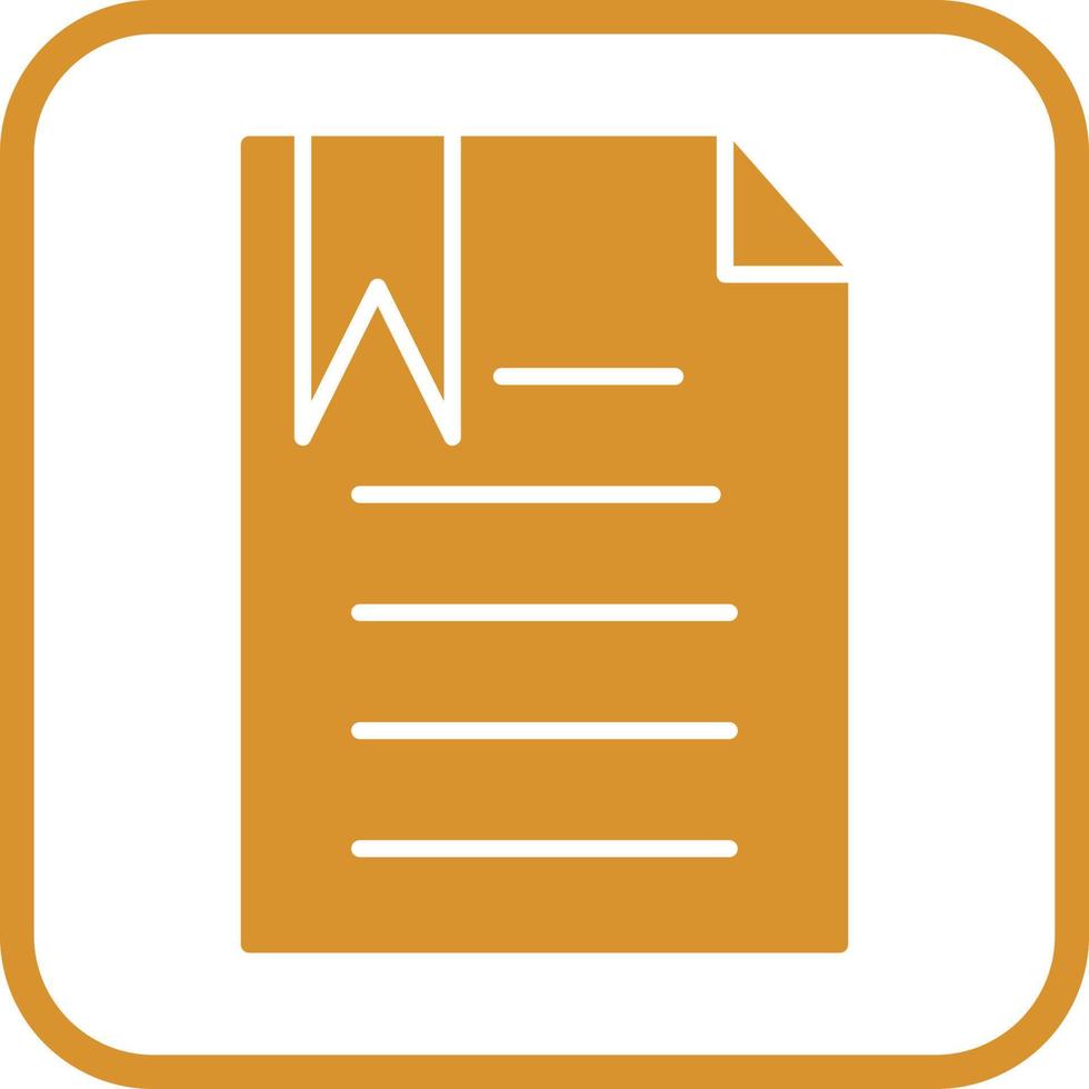 Unique Bookmarked Document Vector Icon