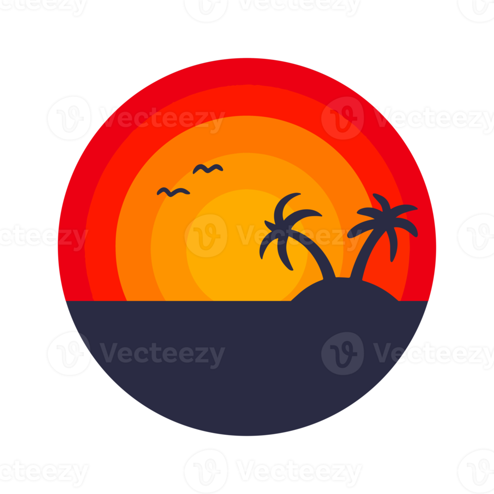 tropical island with palm trees badge png