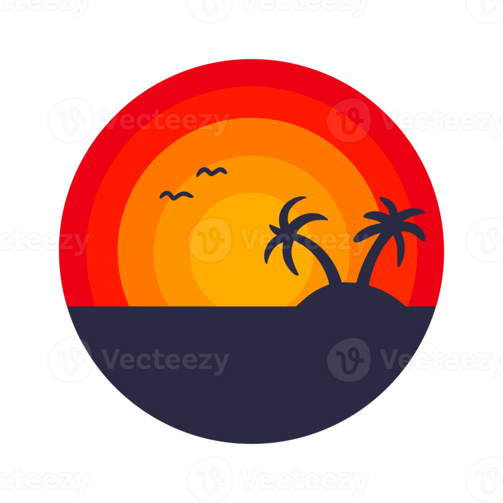 tropisch eiland met palm bomen insigne png
