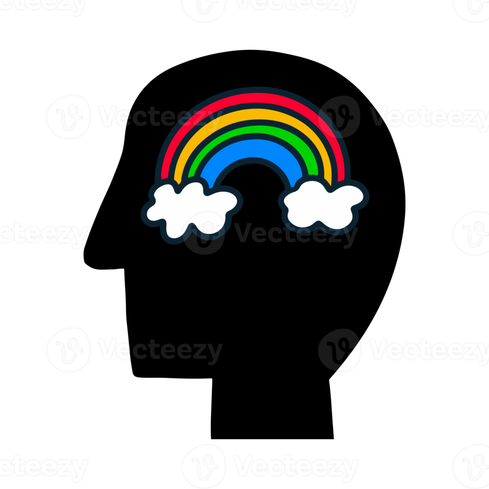 menselijk hoofd met regenboog png