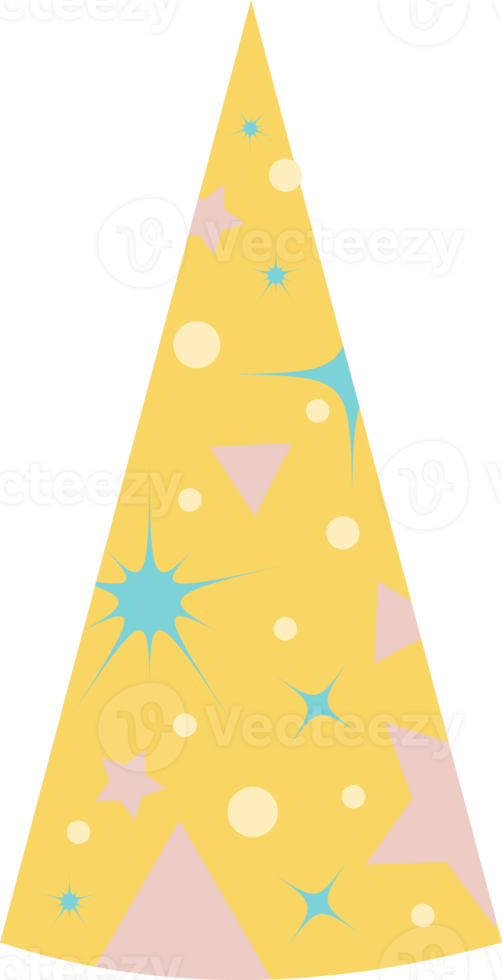 cumpleaños amarillo sombrero con estrellas, rondas, triangulos. png