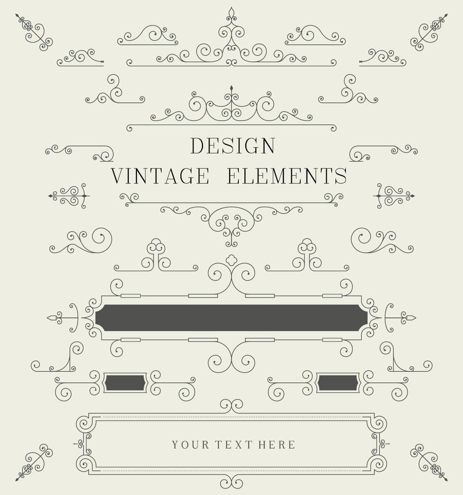 Vintage design template, borders, retro elements, Frame, for invitation Vector illustration