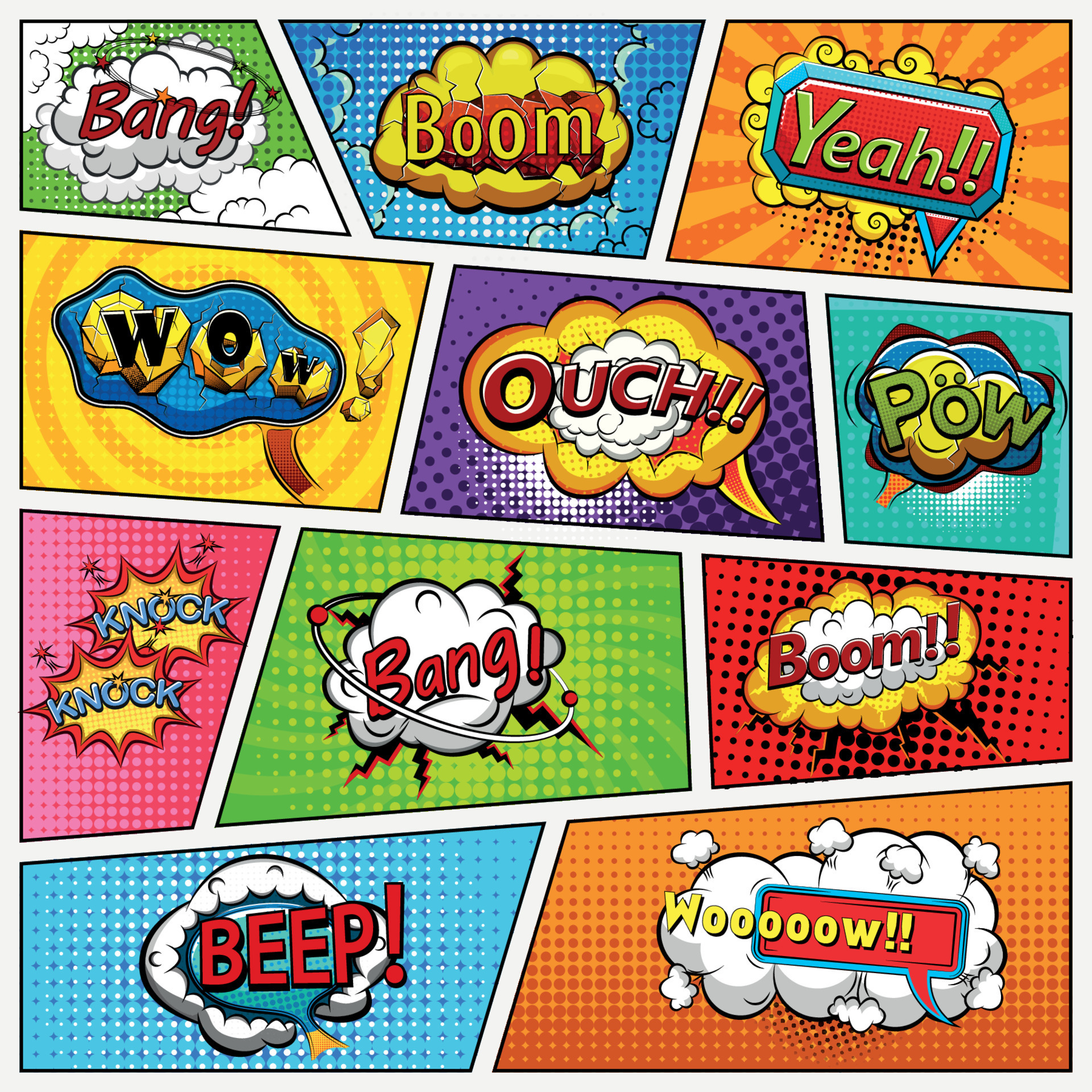 Comic book page background divided by lines. Retro background mock-up