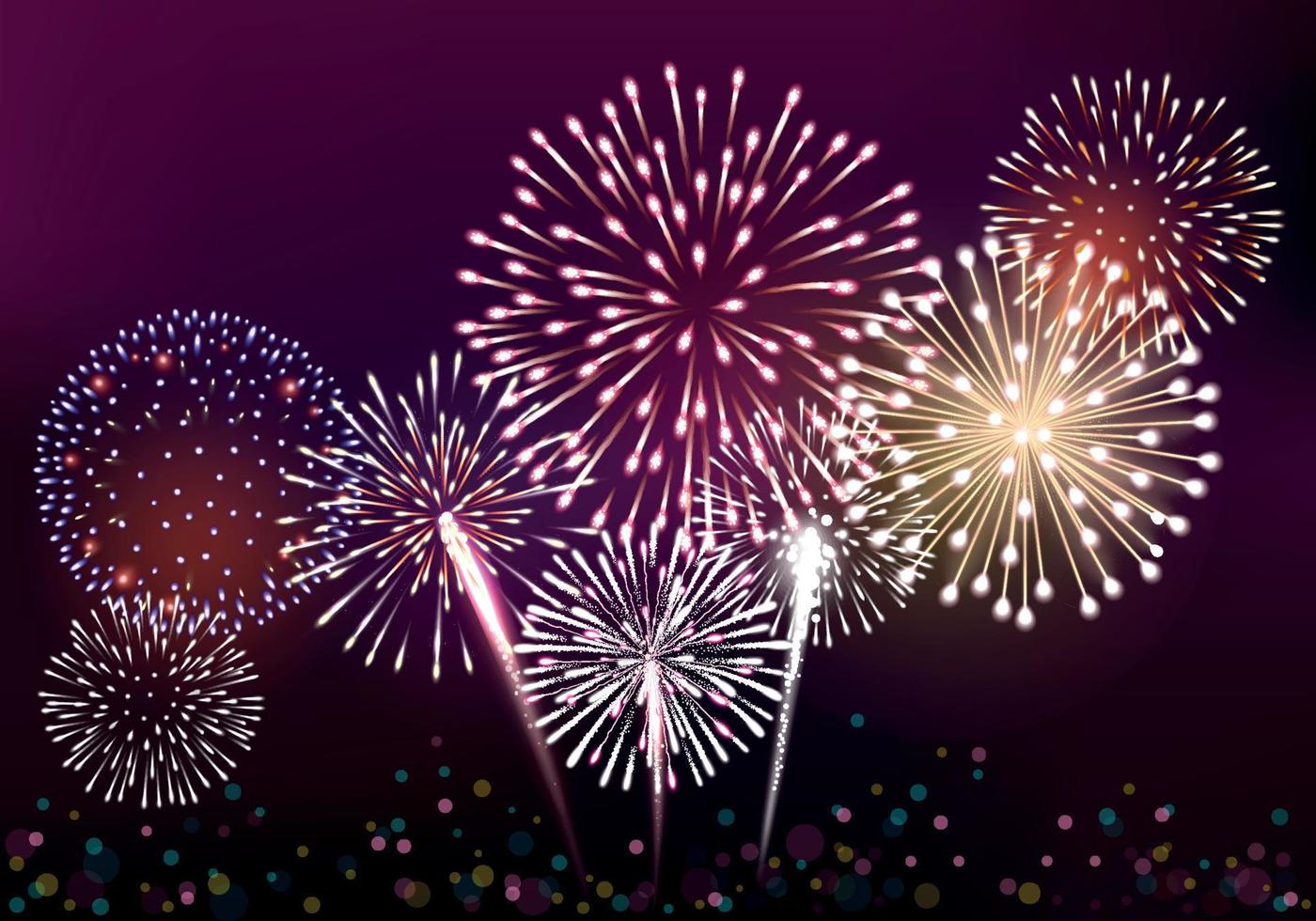 Realistic fireworks background vector