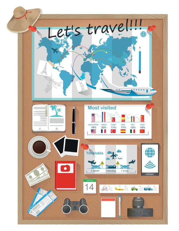 viaje infografía.preparación para el viaje vacaciones vector. vector