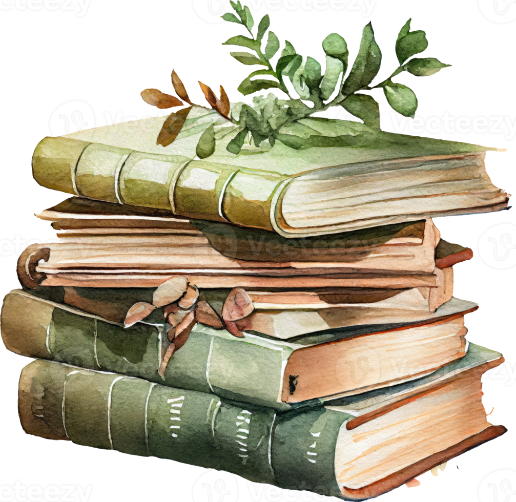 Old Book Watercolor Illustration png