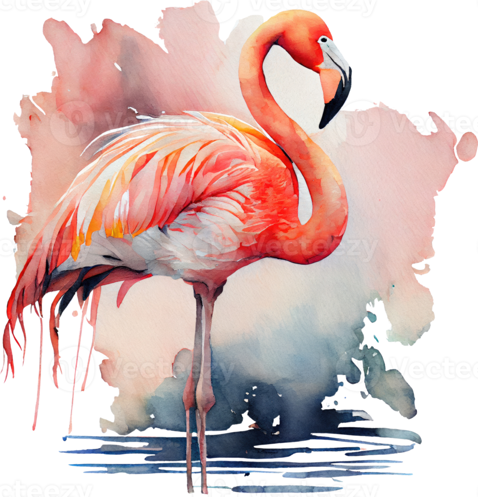 roze flamingo waterverf png