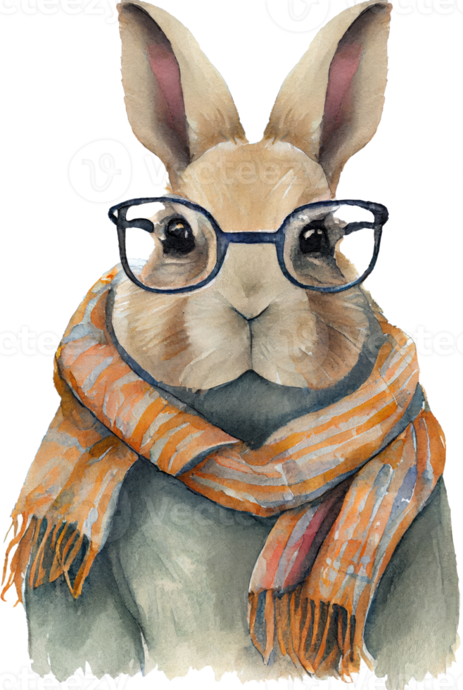 aquarelle Pâques lapin portrait illustration png