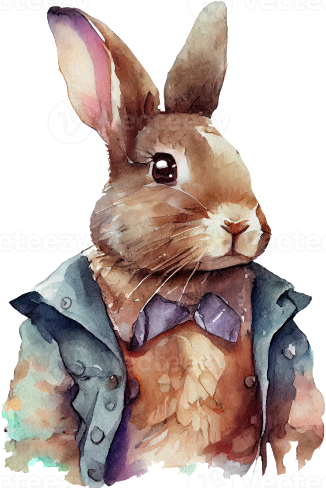 Watercolor Easter Bunny Portrait Illustration png